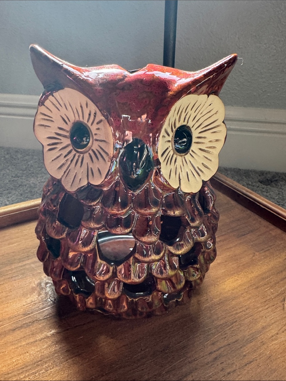 Decorative Red Ceramic Candle Holder